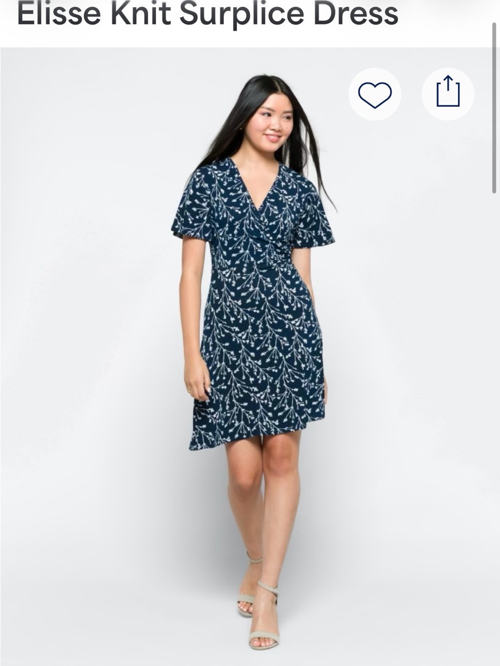 41 Hawthorn Navy and White Floral Surplice Dress